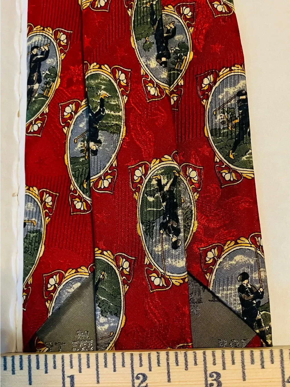 Robert Talbott Red Silk Golf Scene Tie made in USA